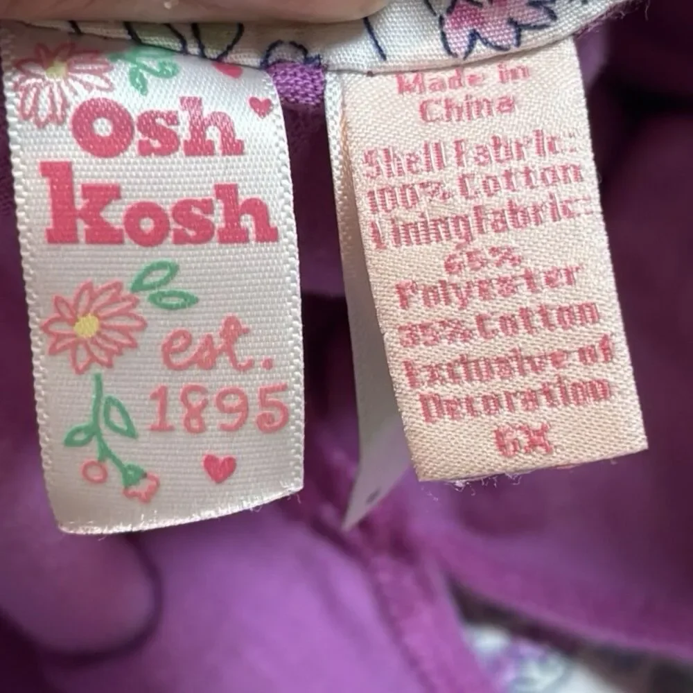 OshKosh B’gosh Girls Floral Button Front Skort Skirt Size 6X Cottagecore